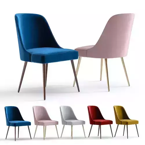 West Elm Mid-Century Chair Velvet 3D model