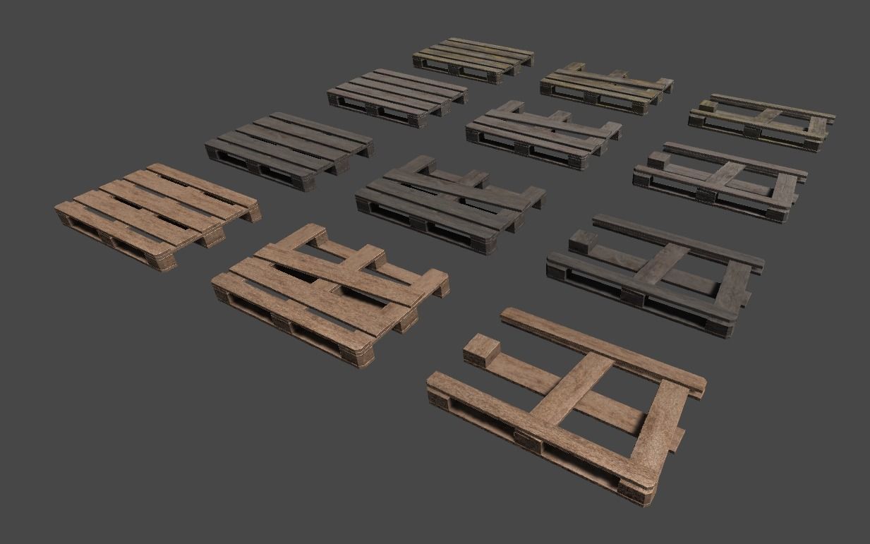 Euro Palettes - PBR Low-poly 3D model_1