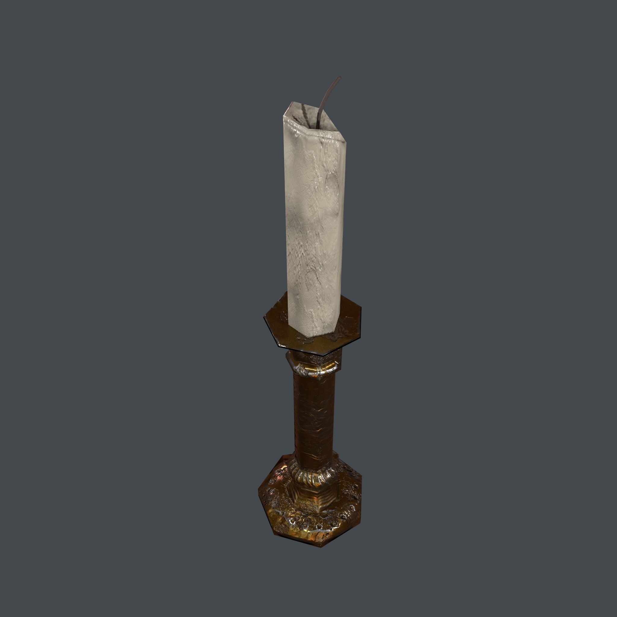Medieval Candle Stick Free low-poly 3D model_11