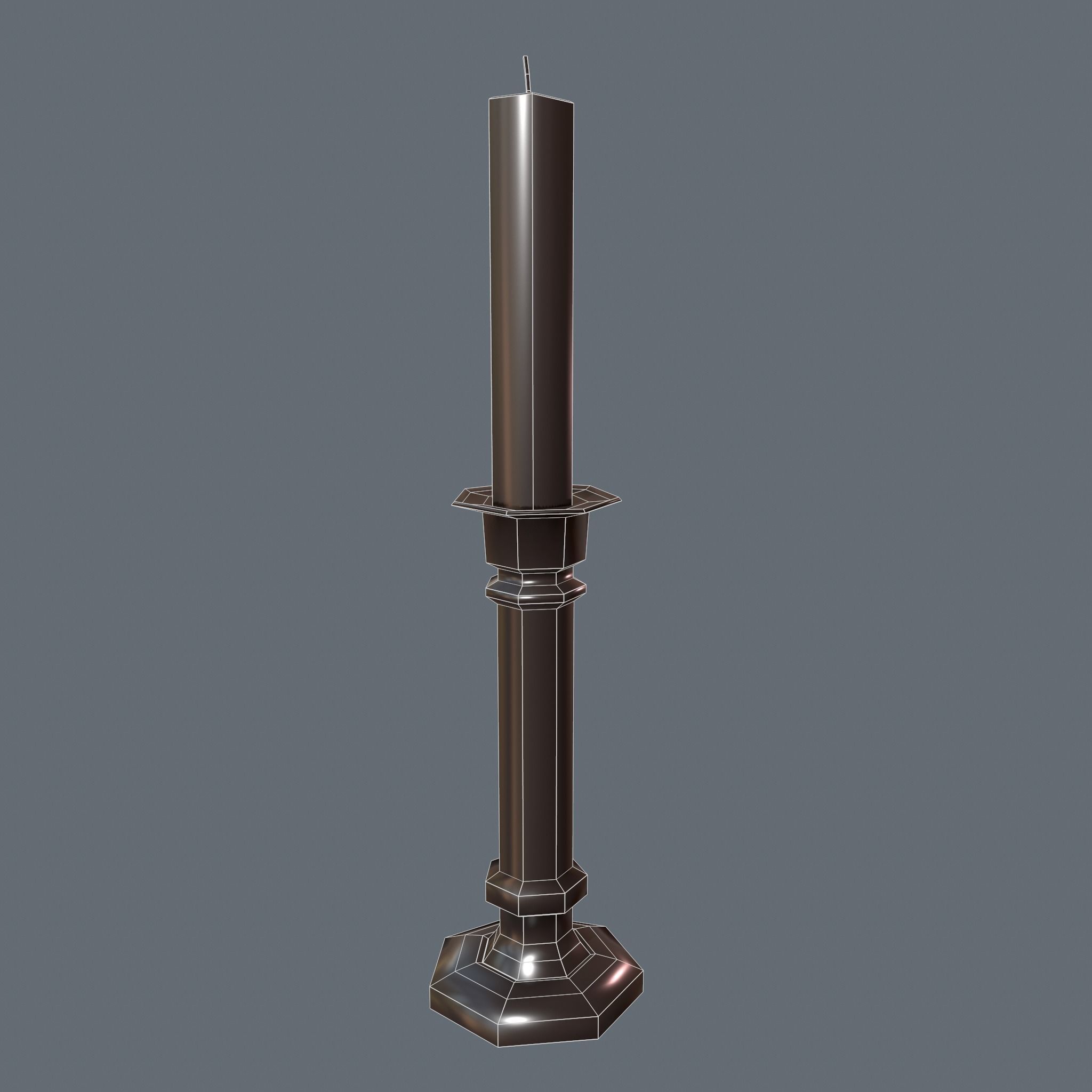 Medieval Candle Stick Free low-poly 3D model_18