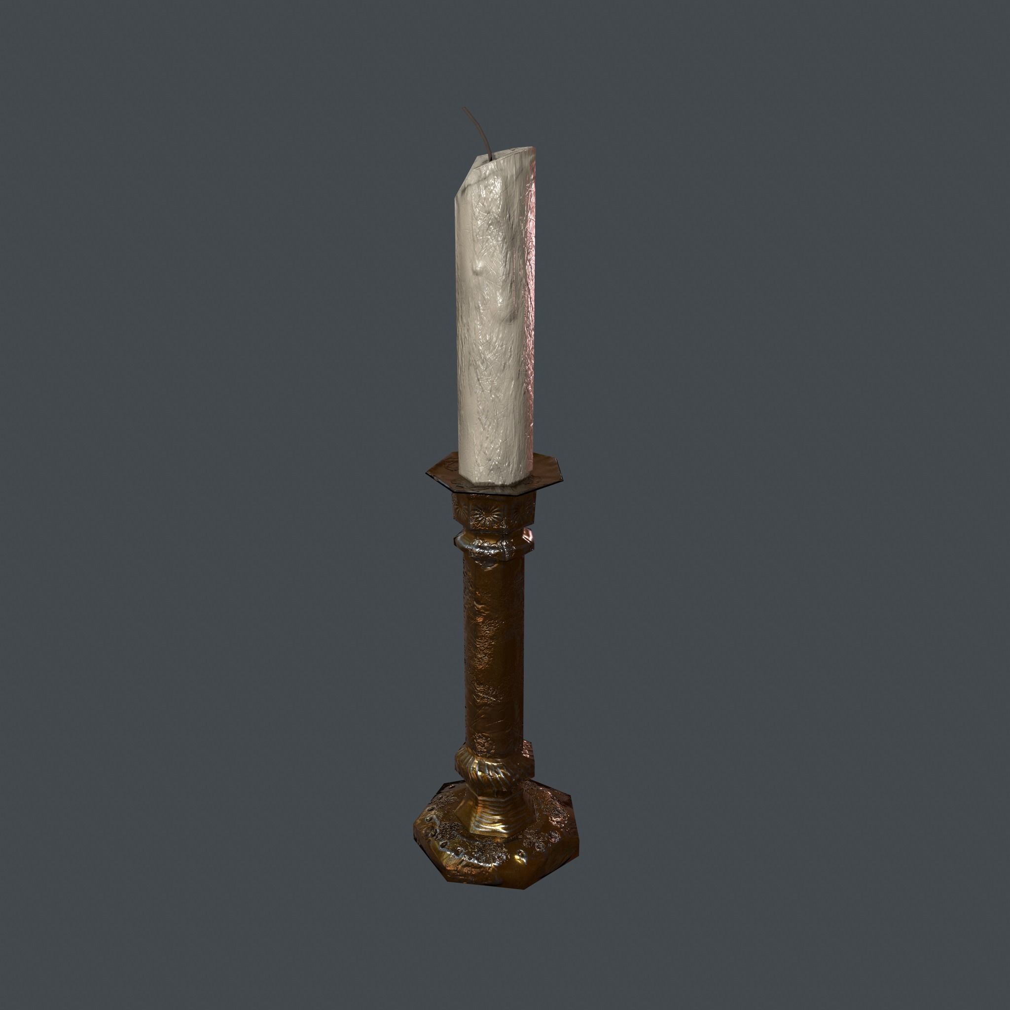 Medieval Candle Stick Free low-poly 3D model_5