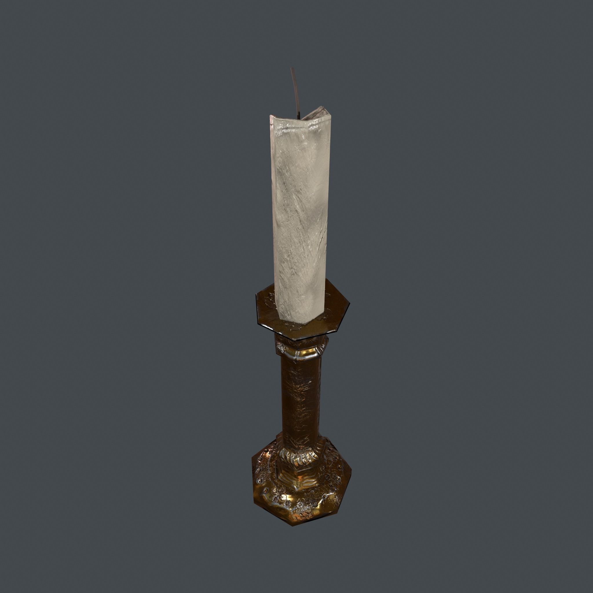 Medieval Candle Stick Free low-poly 3D model_12