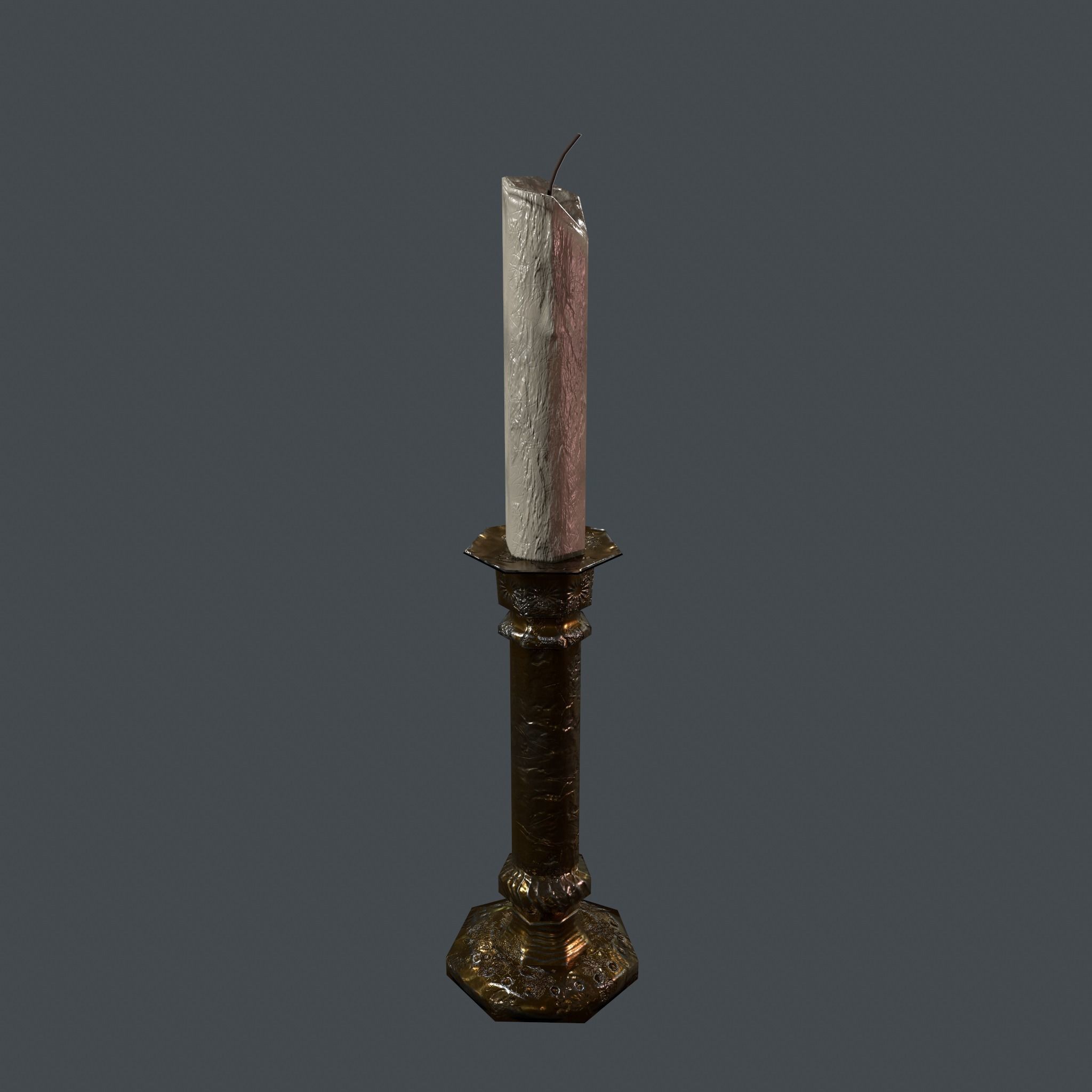Medieval Candle Stick Free low-poly 3D model_14