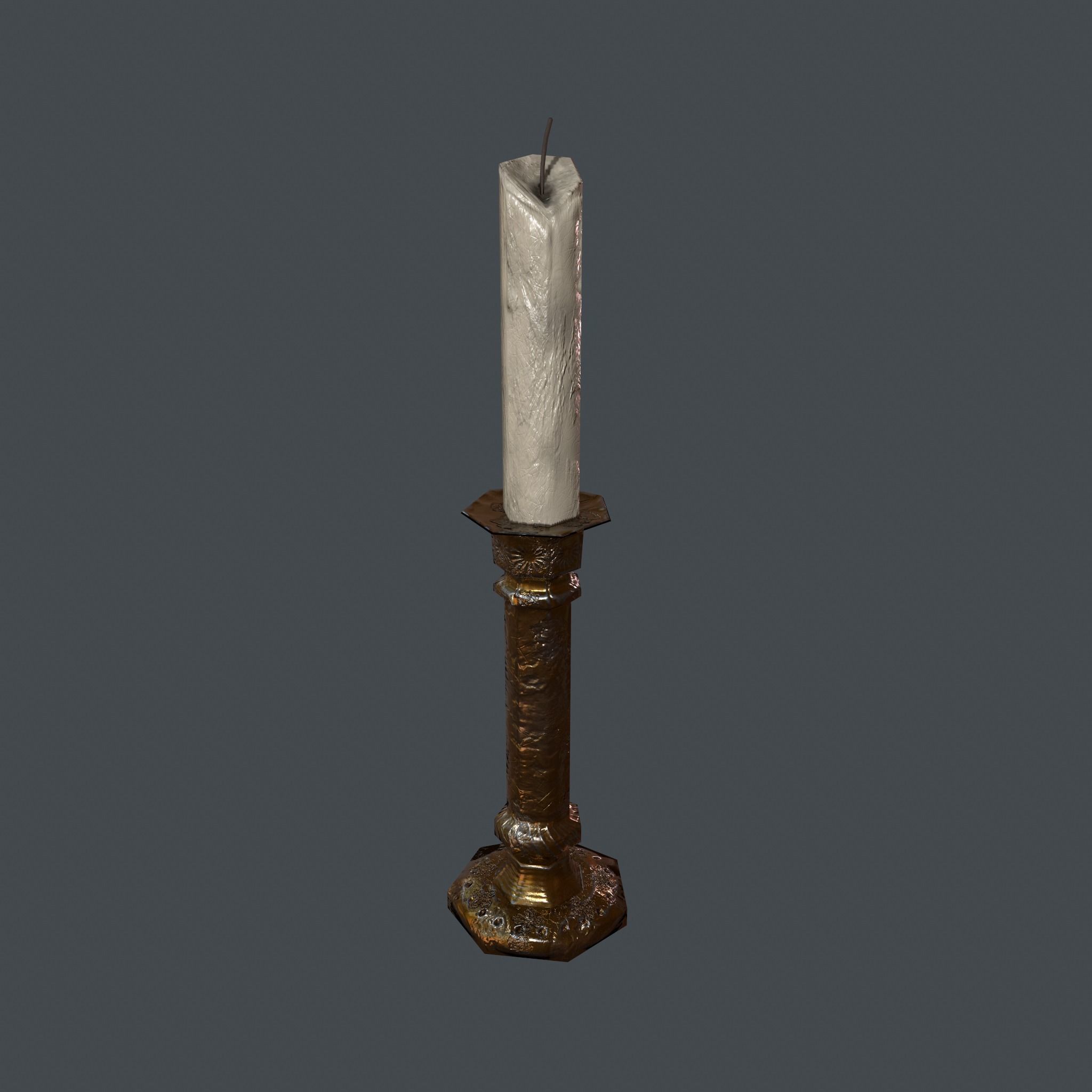 Medieval Candle Stick Free low-poly 3D model_7
