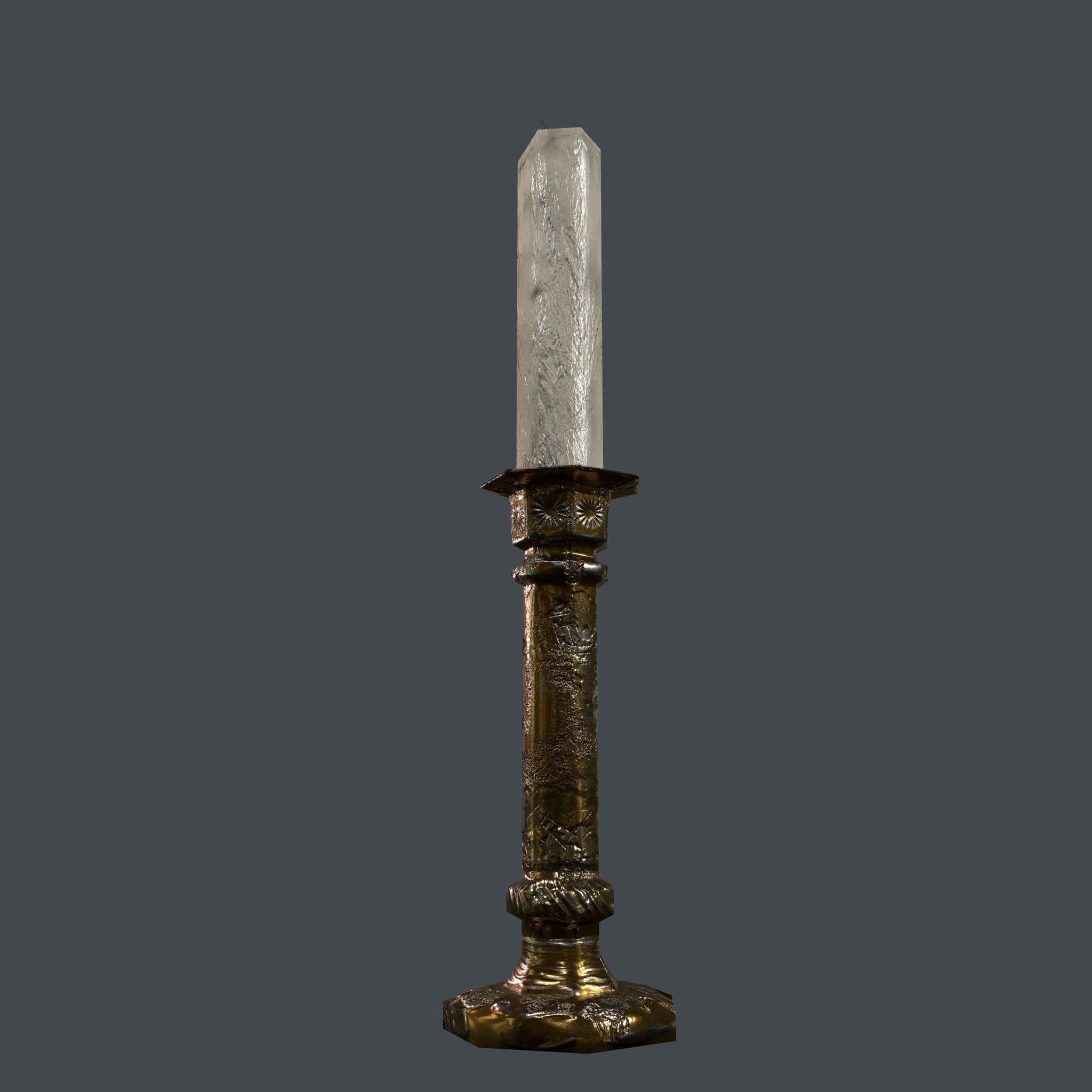 Medieval Candle Stick Free low-poly 3D model_13