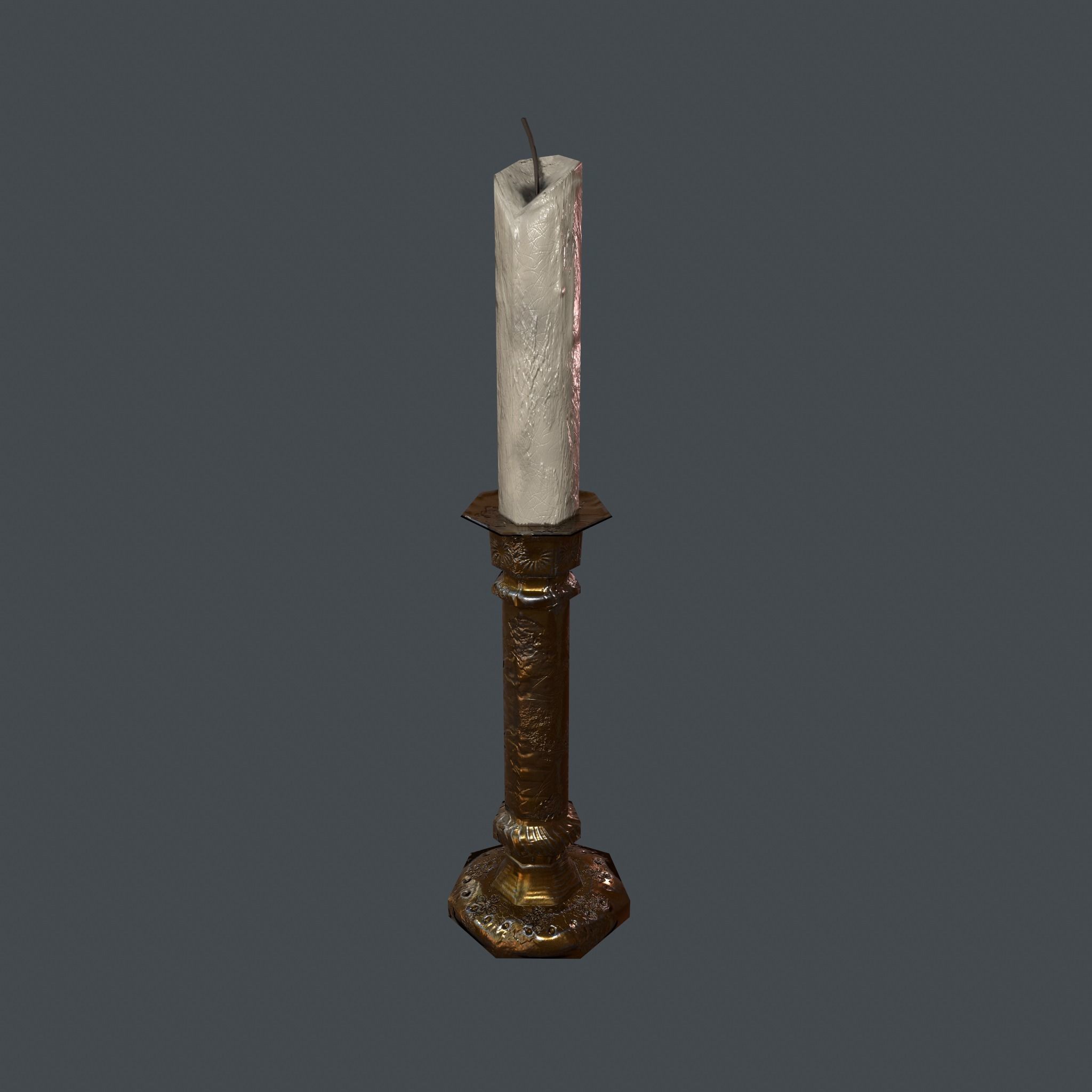 Medieval Candle Stick Free low-poly 3D model_6