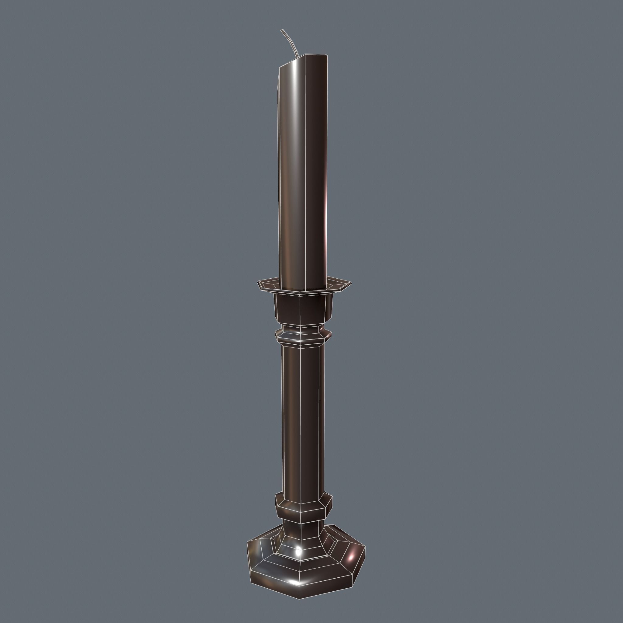Medieval Candle Stick Free low-poly 3D model_19