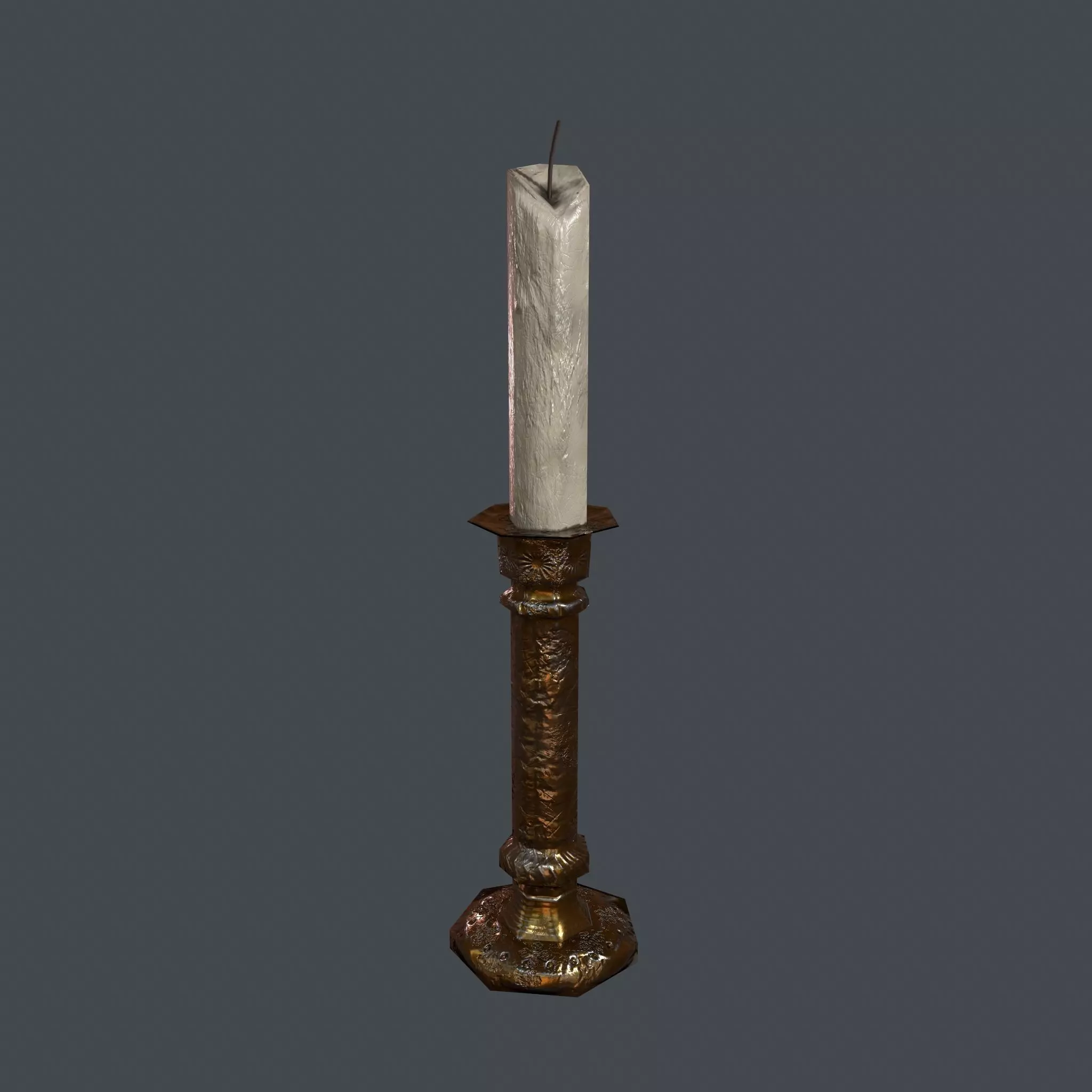 Medieval Candle Stick Free low-poly 3D model_0