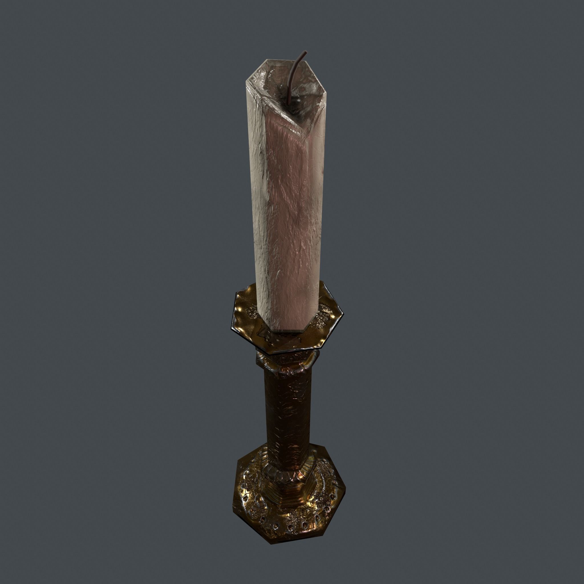 Medieval Candle Stick Free low-poly 3D model_15