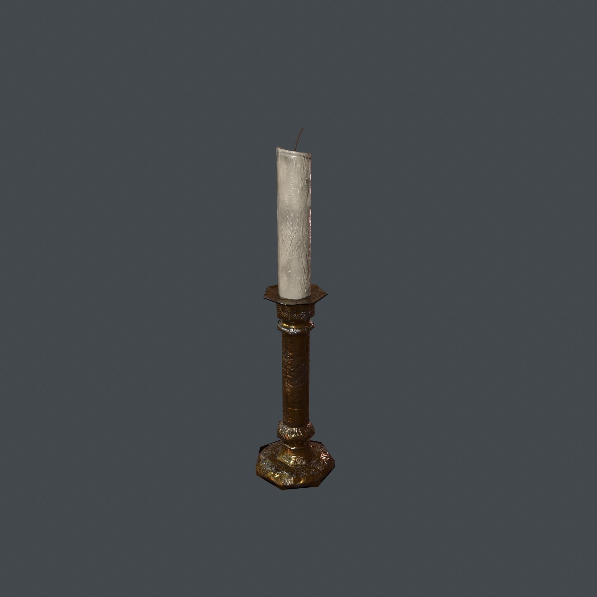 Medieval Candle Stick Free low-poly 3D model_2