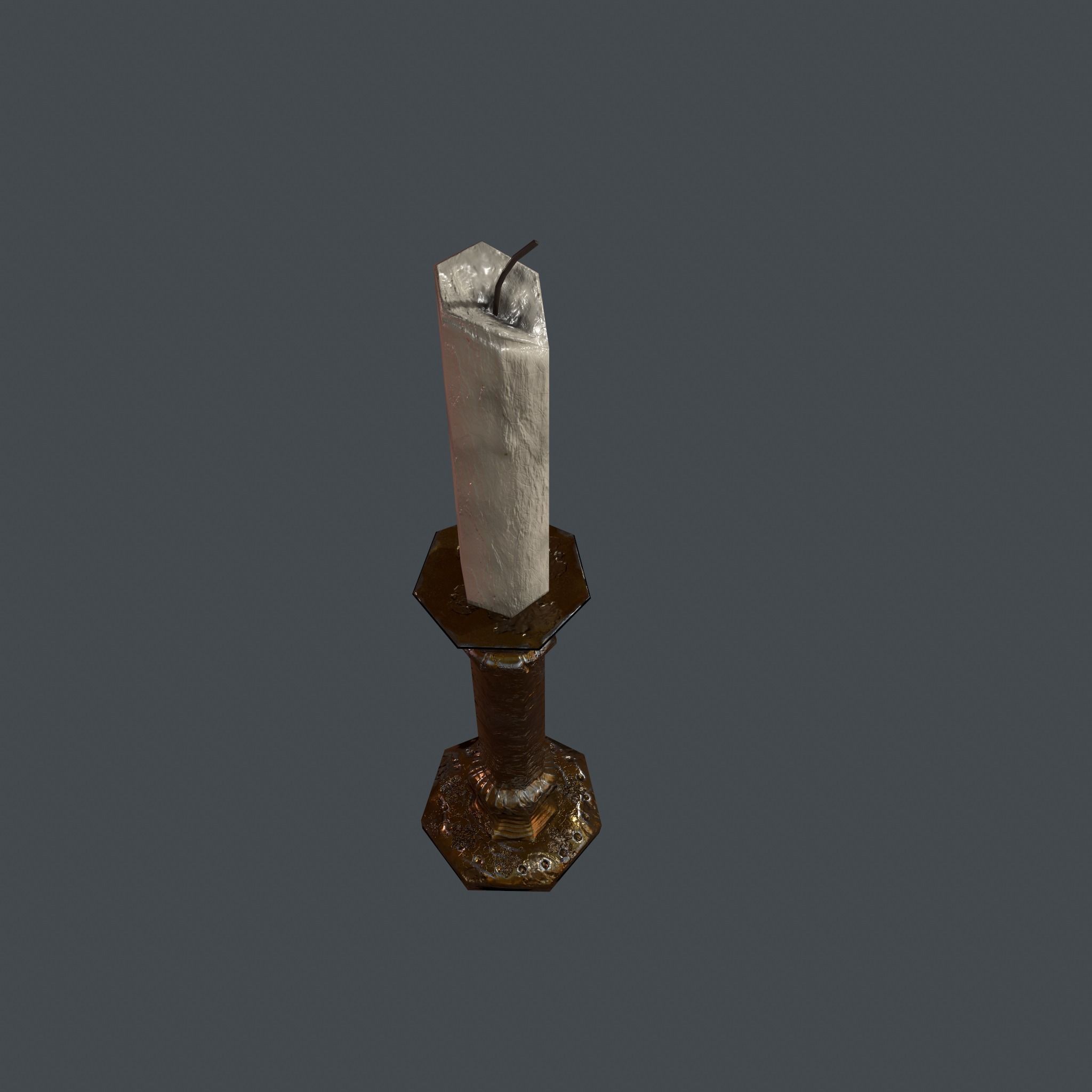 Medieval Candle Stick Free low-poly 3D model_3