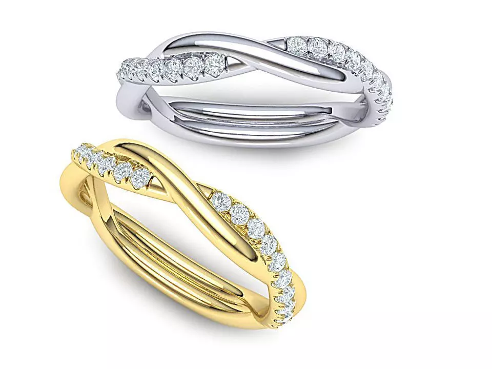rope style diamond twisted band ring 3dmodel N0355  3D print model_0