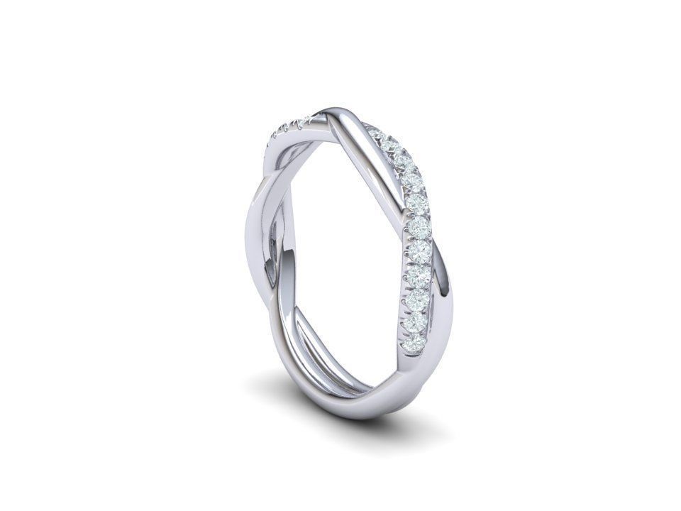 rope style diamond twisted band ring 3dmodel N0355  3D print model_9