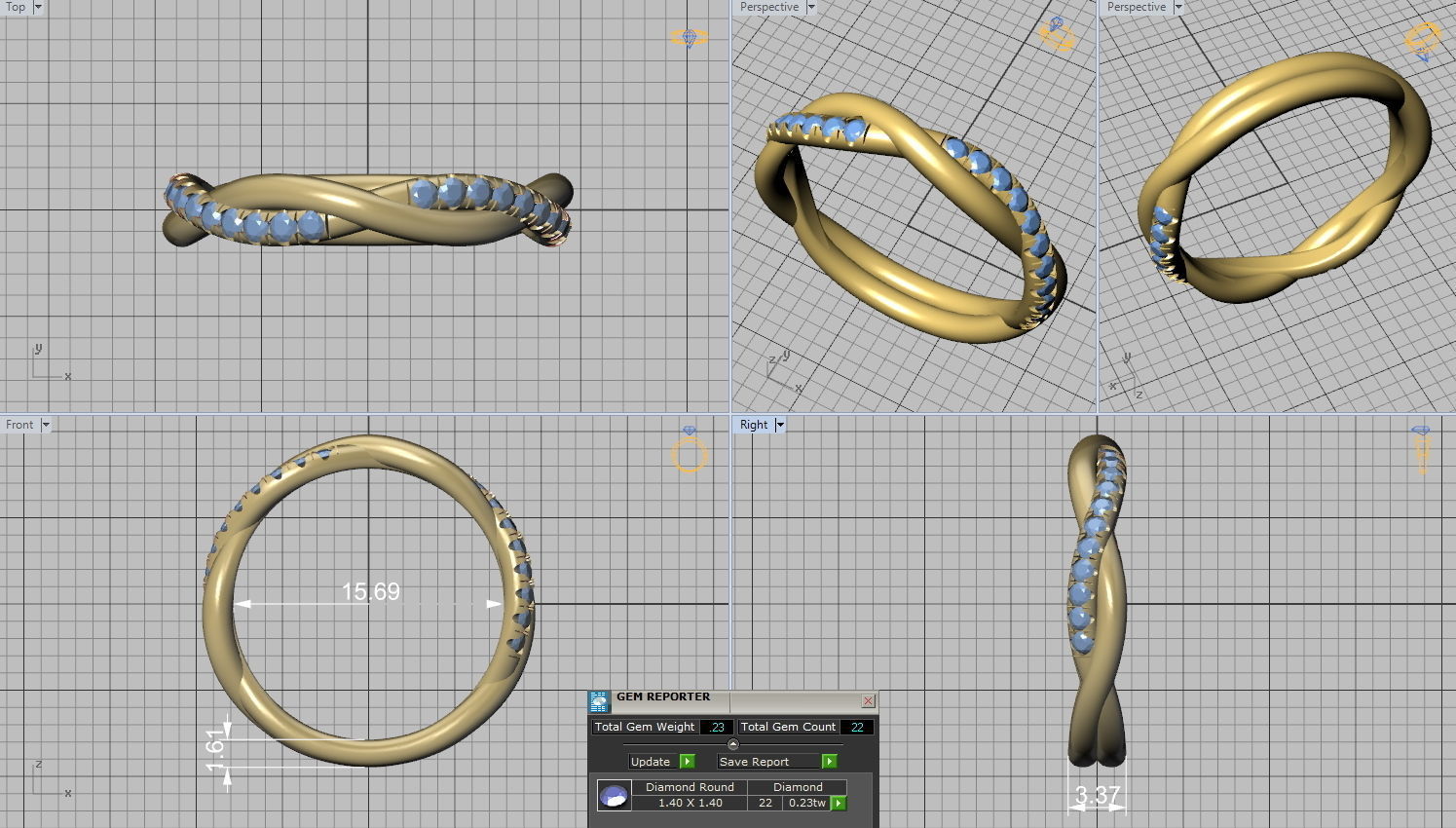 rope style diamond twisted band ring 3dmodel N0355  3D print model_10