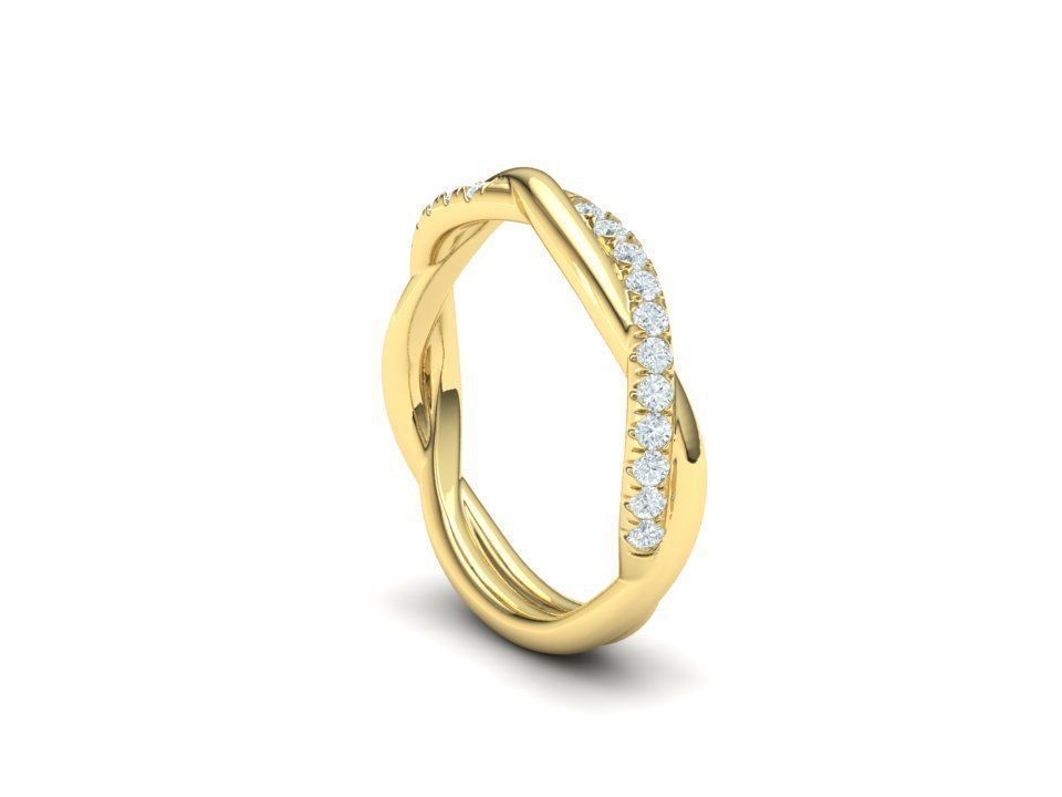 rope style diamond twisted band ring 3dmodel N0355  3D print model_7