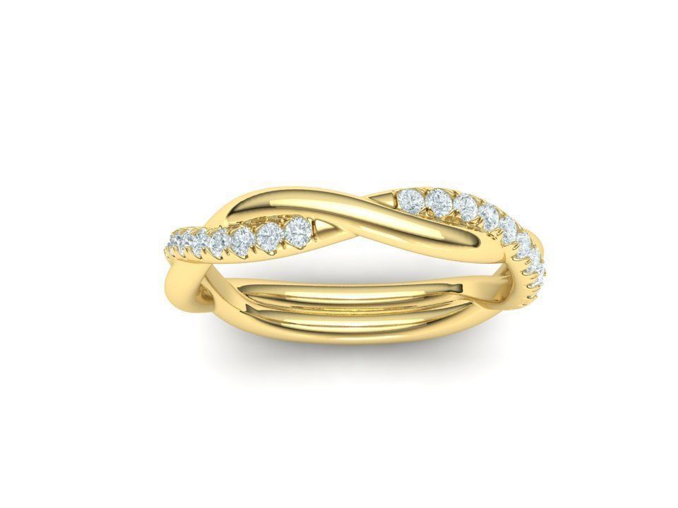 rope style diamond twisted band ring 3dmodel N0355  3D print model_4