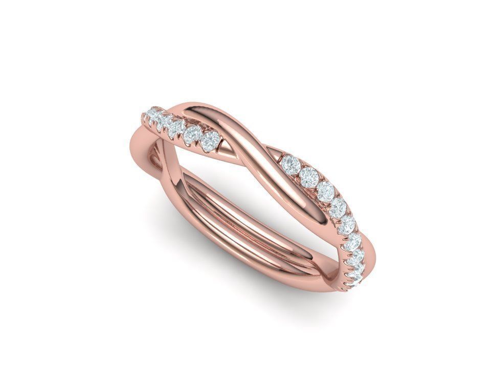 rope style diamond twisted band ring 3dmodel N0355  3D print model_2