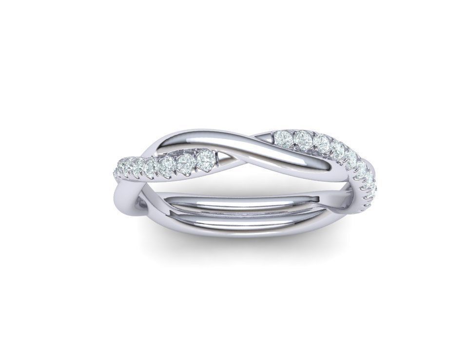 rope style diamond twisted band ring 3dmodel N0355  3D print model_6