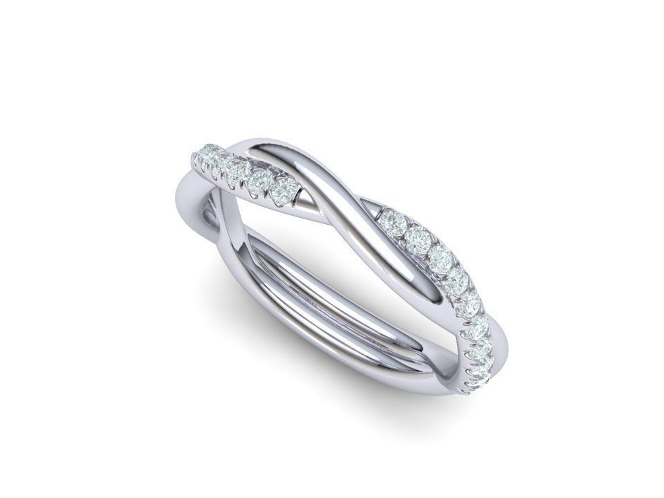 rope style diamond twisted band ring 3dmodel N0355  3D print model_3