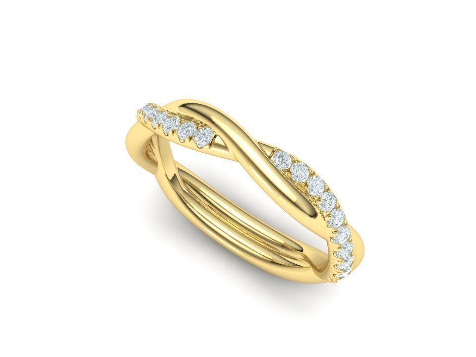rope style diamond twisted band ring 3dmodel N0355  3D print model_1