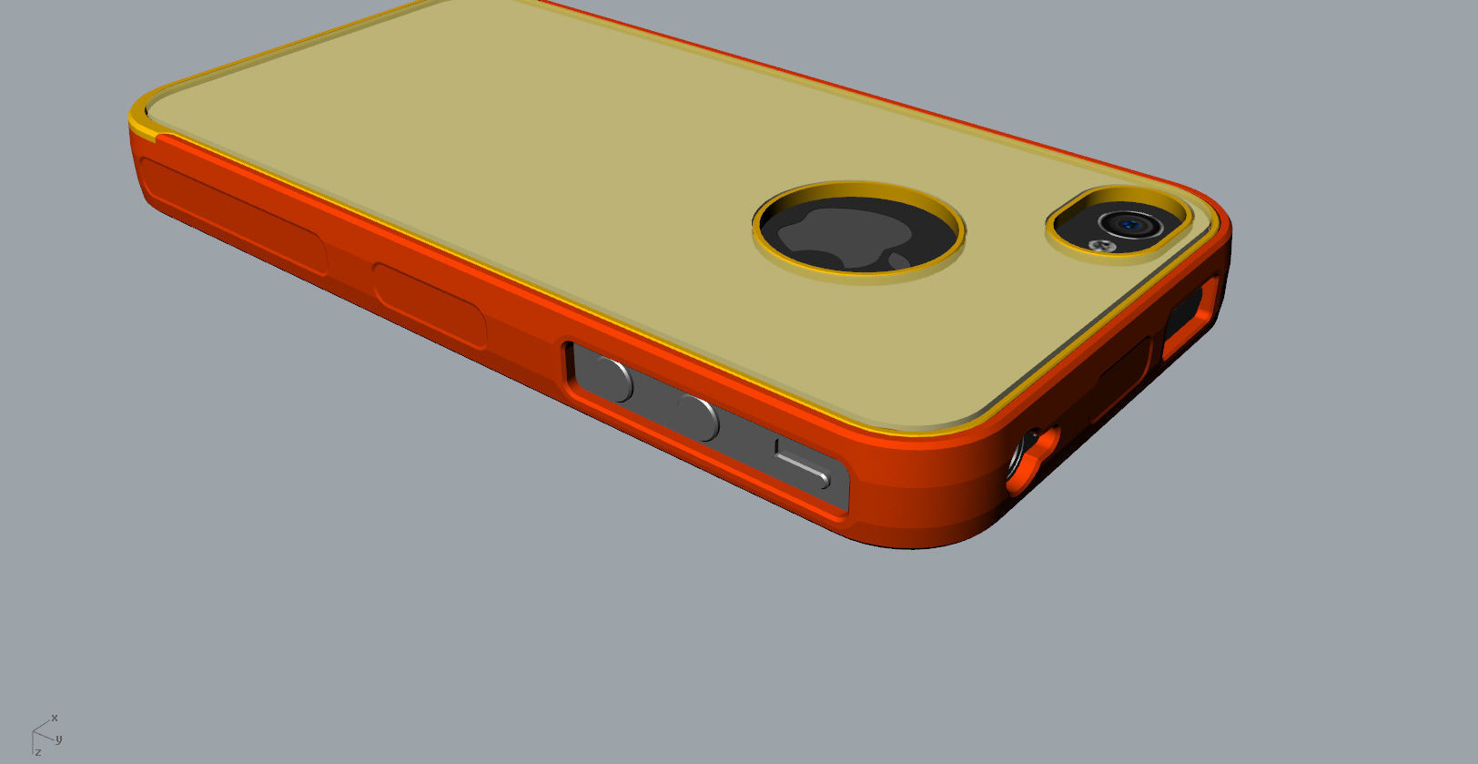 iphone4 or 4s mold red transparent case  3D print model_1