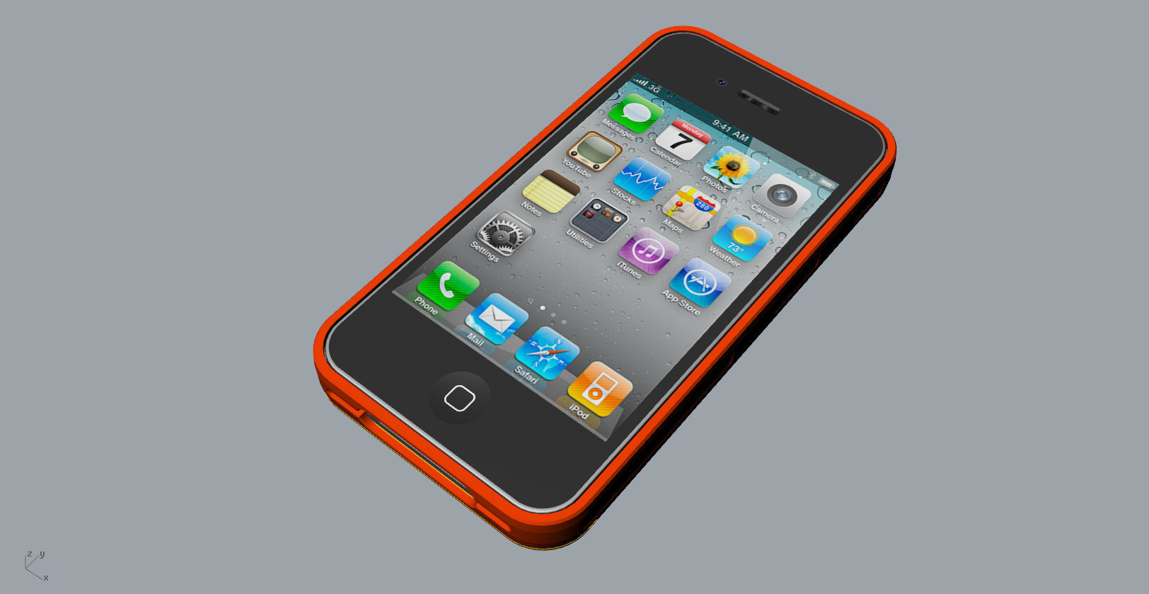 iphone4 or 4s mold red transparent case  3D print model_3