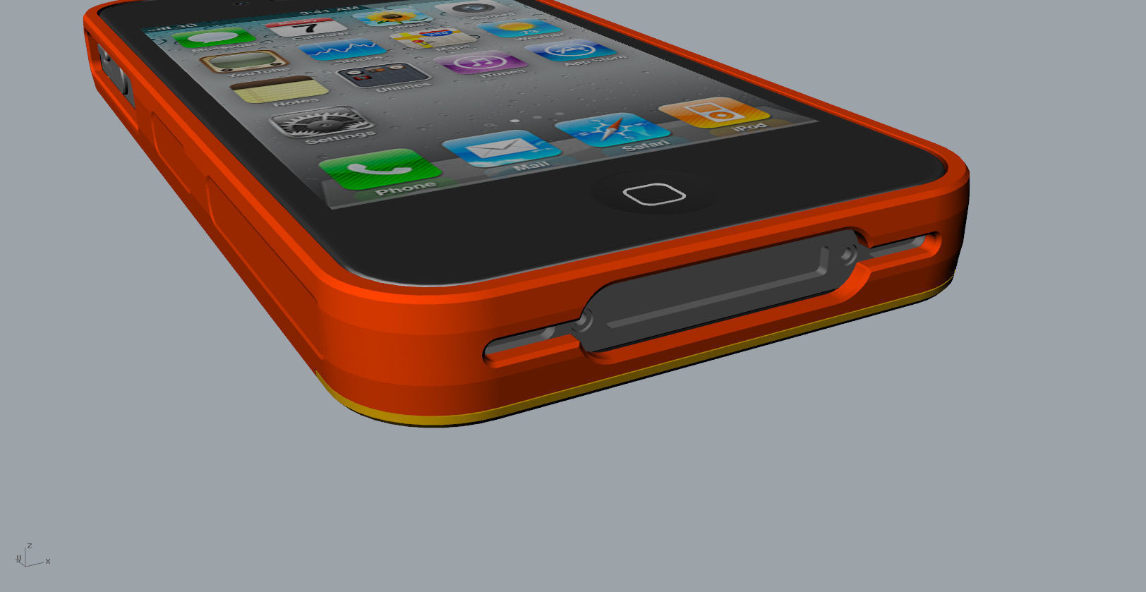 iphone4 or 4s mold red transparent case  3D print model_4