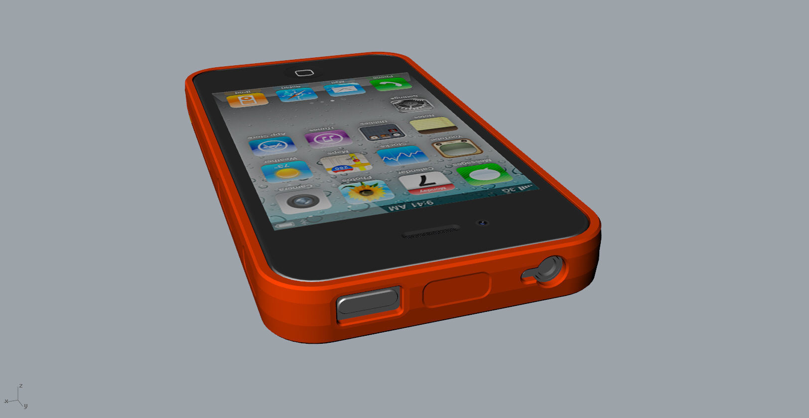 iphone4 or 4s mold red transparent case  3D print model_7
