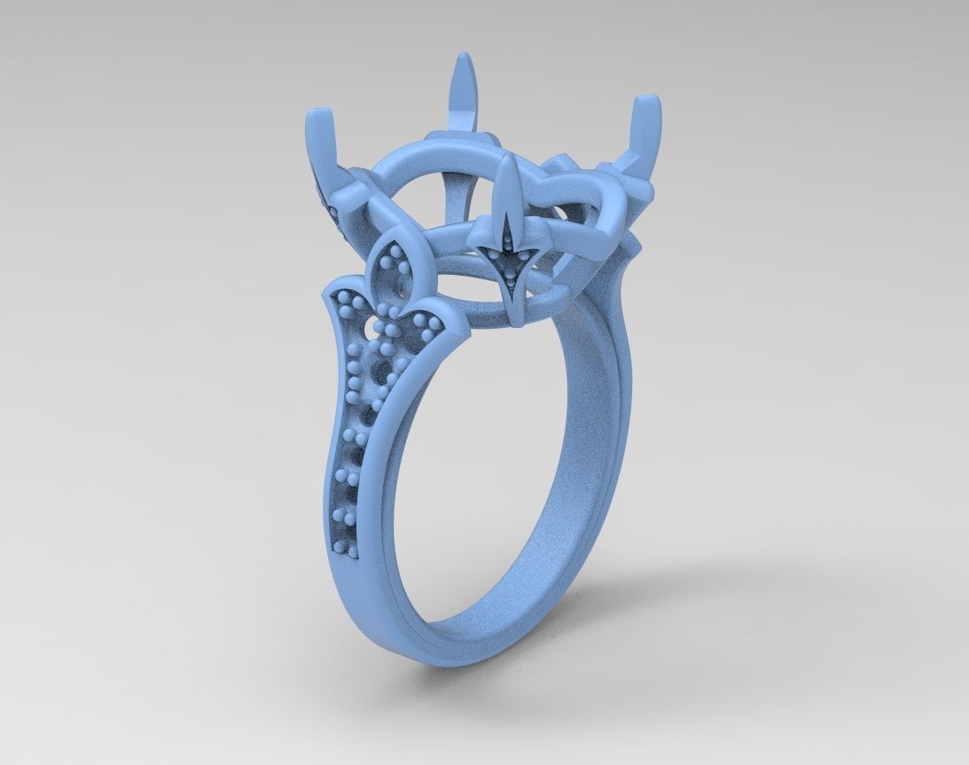 Stylish ring with lilies and diamonds 450 3D print model_10