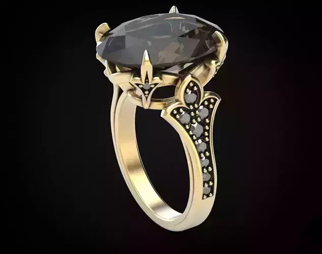 Stylish ring with lilies and diamonds 450 3D print model