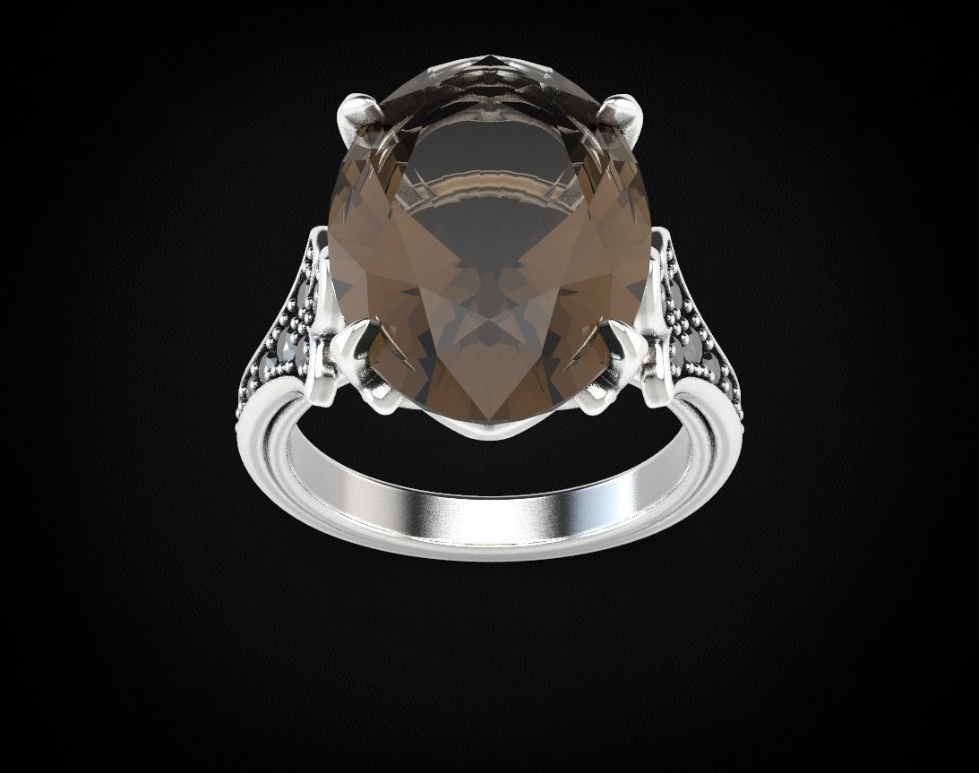 Stylish ring with lilies and diamonds 450 3D print model_9