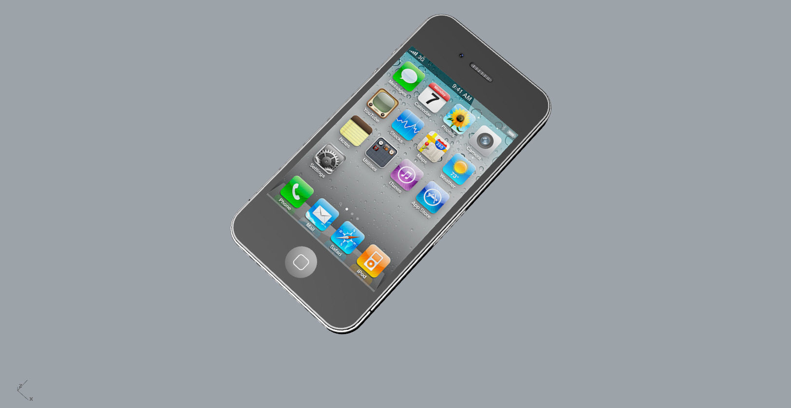 Realistic iphone 4 silver phone 3D print model_27