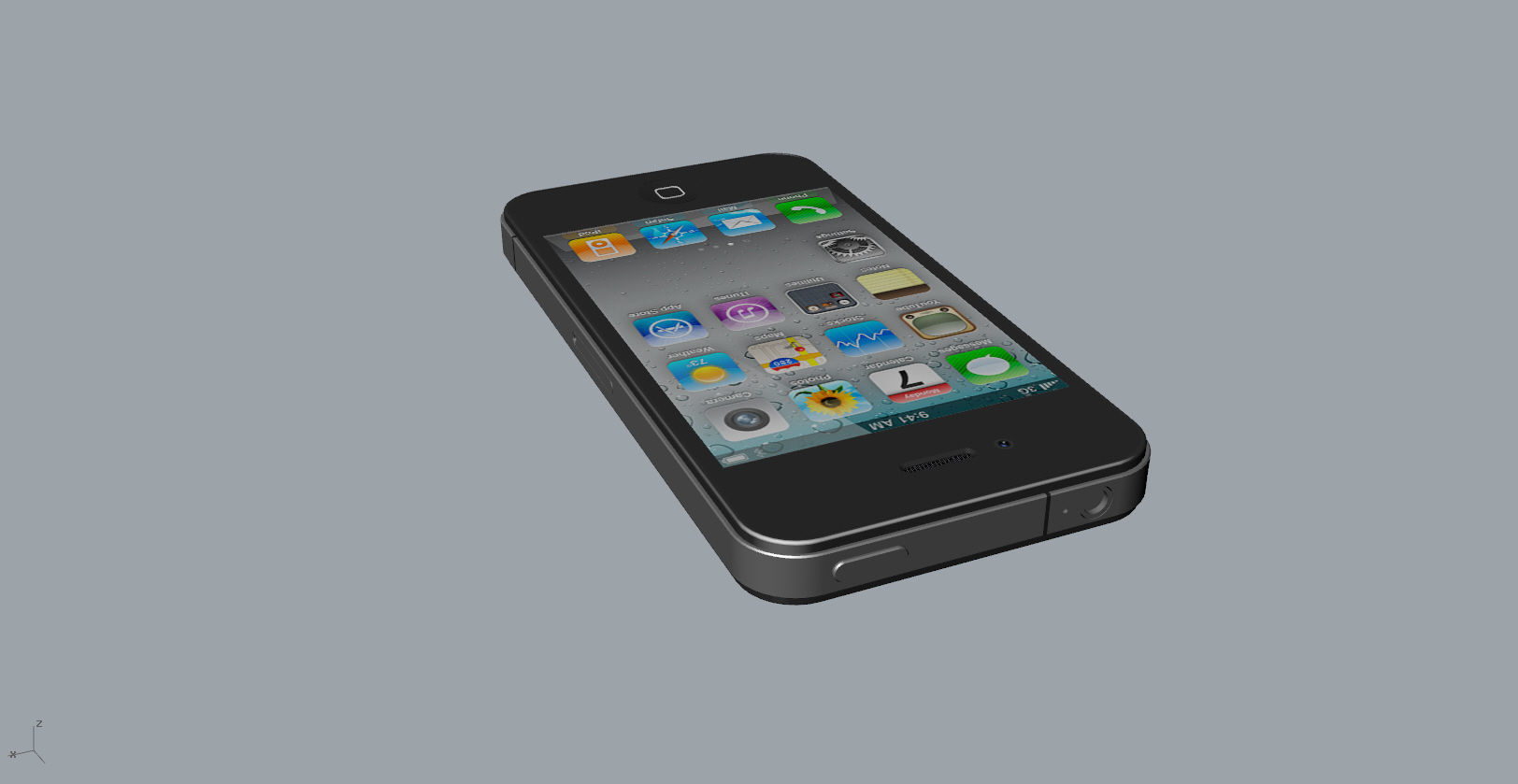 Realistic iphone 4 silver phone 3D print model_5
