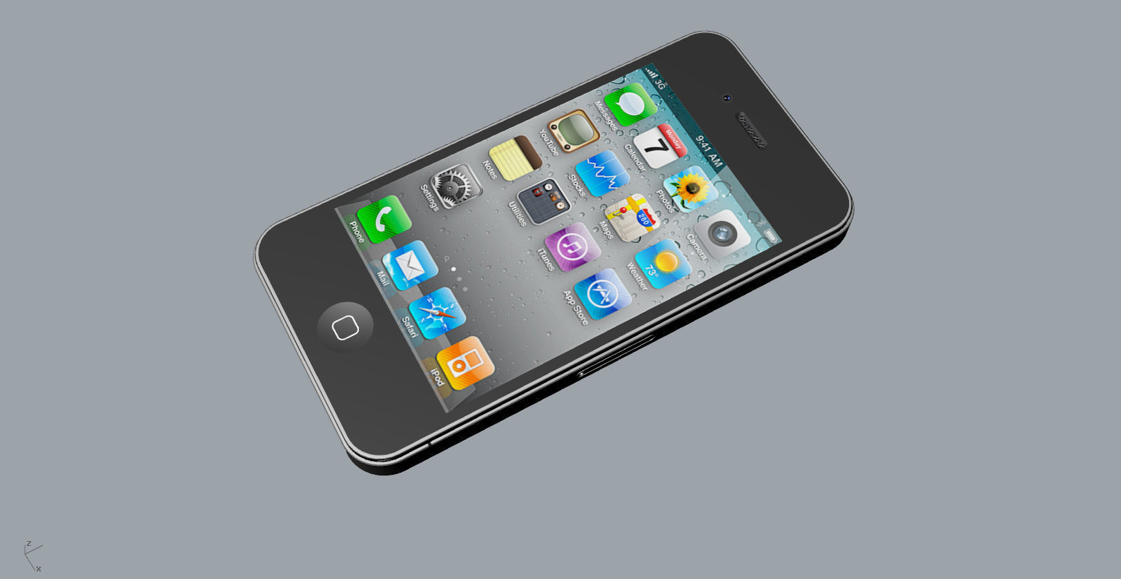 Realistic iphone 4 silver phone 3D print model_3
