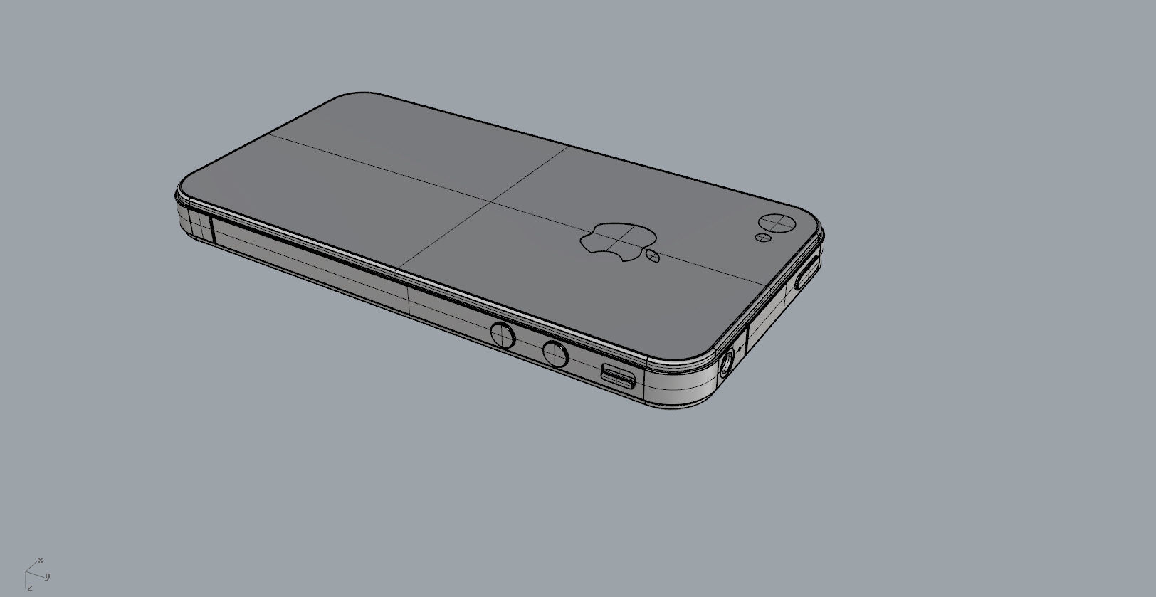 Realistic iphone 4 silver phone 3D print model_18