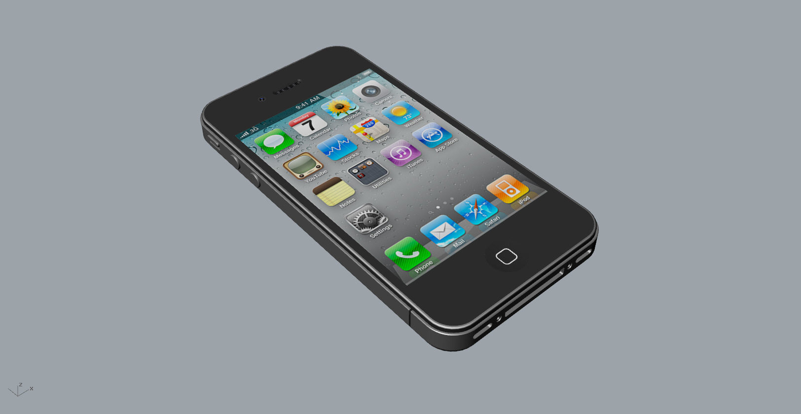 Realistic iphone 4 silver phone 3D print model_28