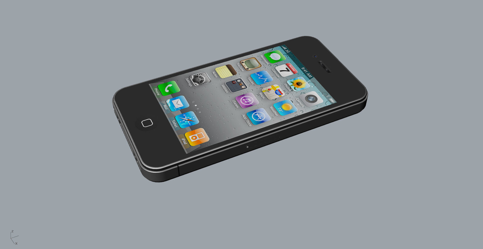 Realistic iphone 4 silver phone 3D print model_15