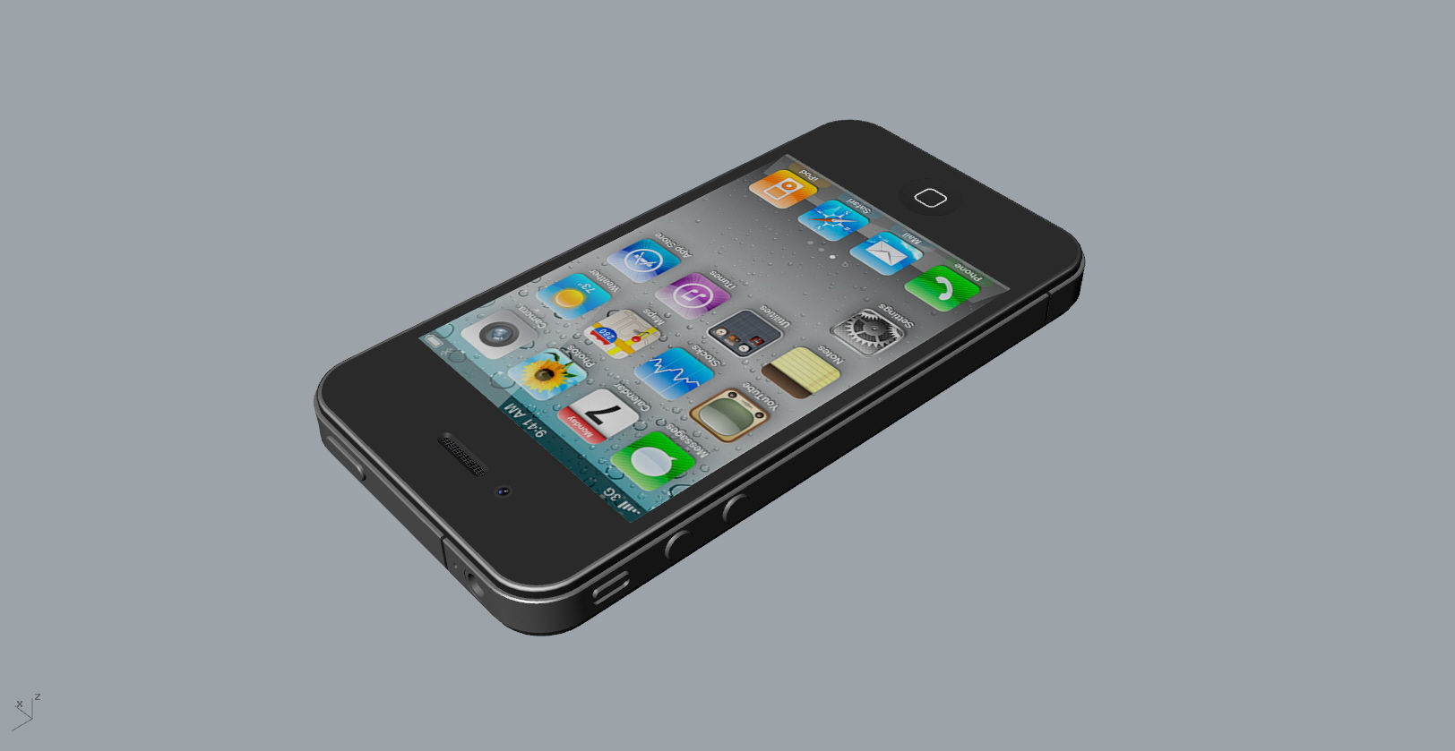Realistic iphone 4 silver phone 3D print model_31