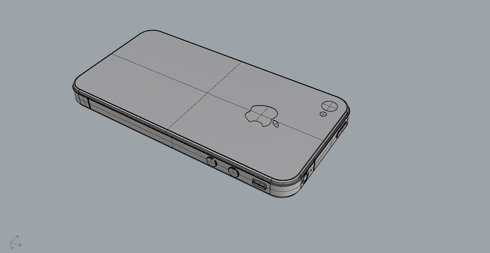 Realistic iphone 4 silver phone 3D print model_17