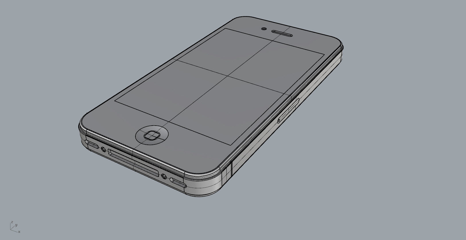 Realistic iphone 4 silver phone 3D print model_24