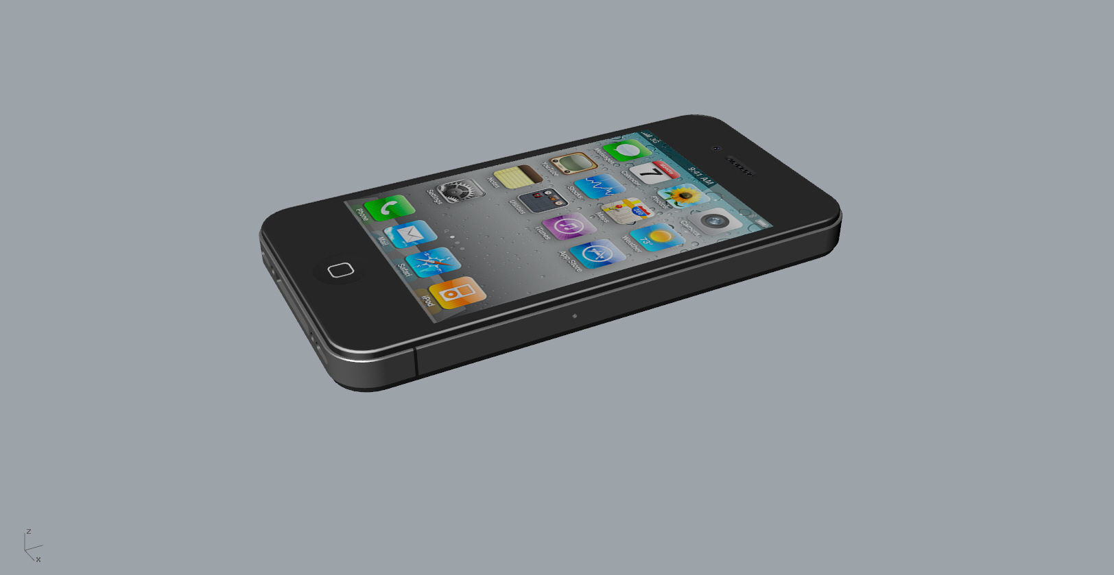 Realistic iphone 4 silver phone 3D print model_25