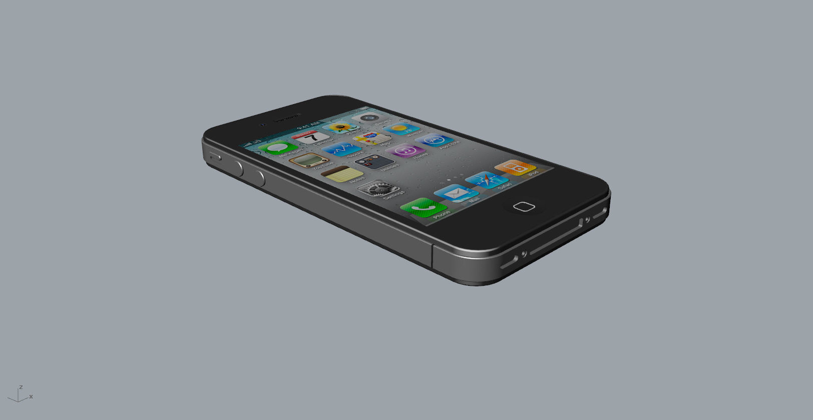 Realistic iphone 4 silver phone 3D print model_29
