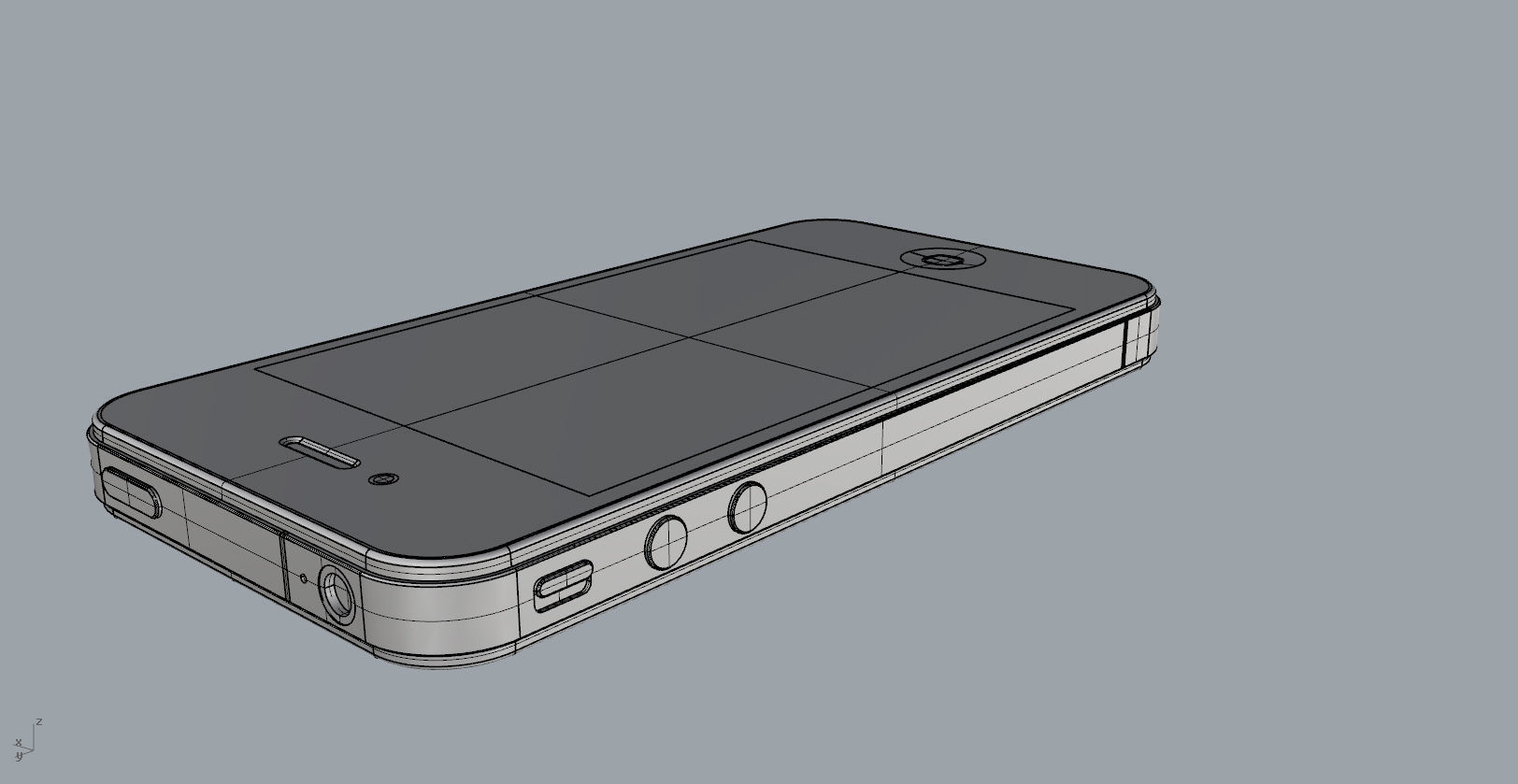 Realistic iphone 4 silver phone 3D print model_23