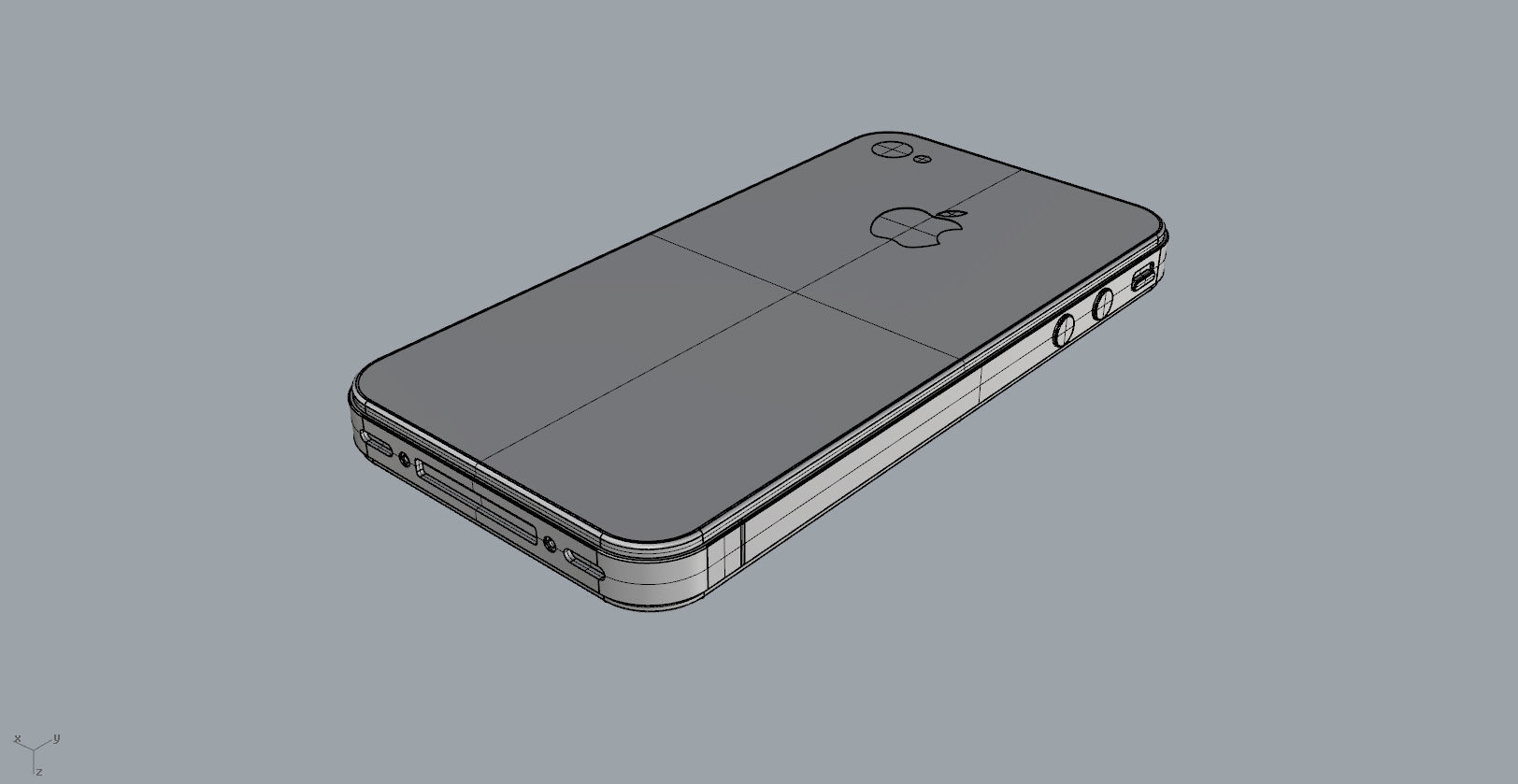 Realistic iphone 4 silver phone 3D print model_19