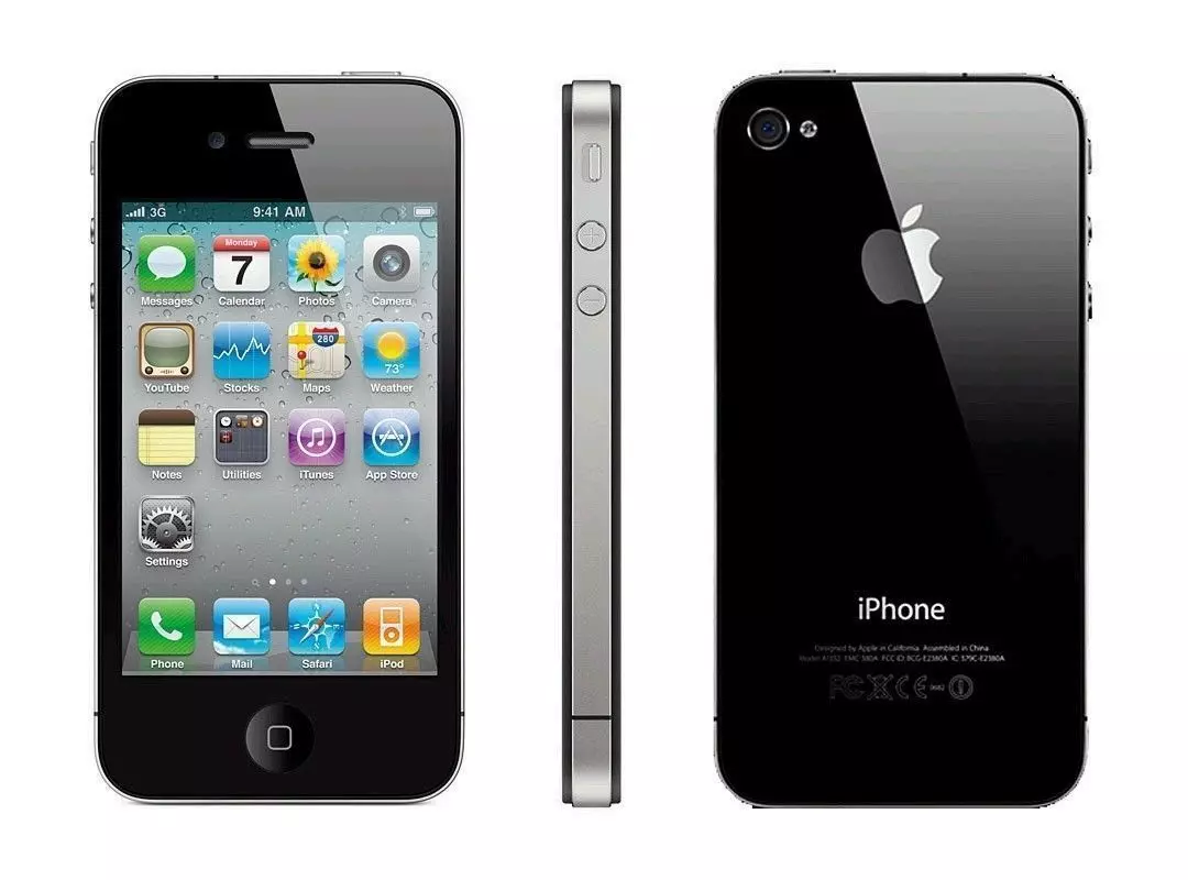 Realistic iphone 4 silver phone 3D print model_0