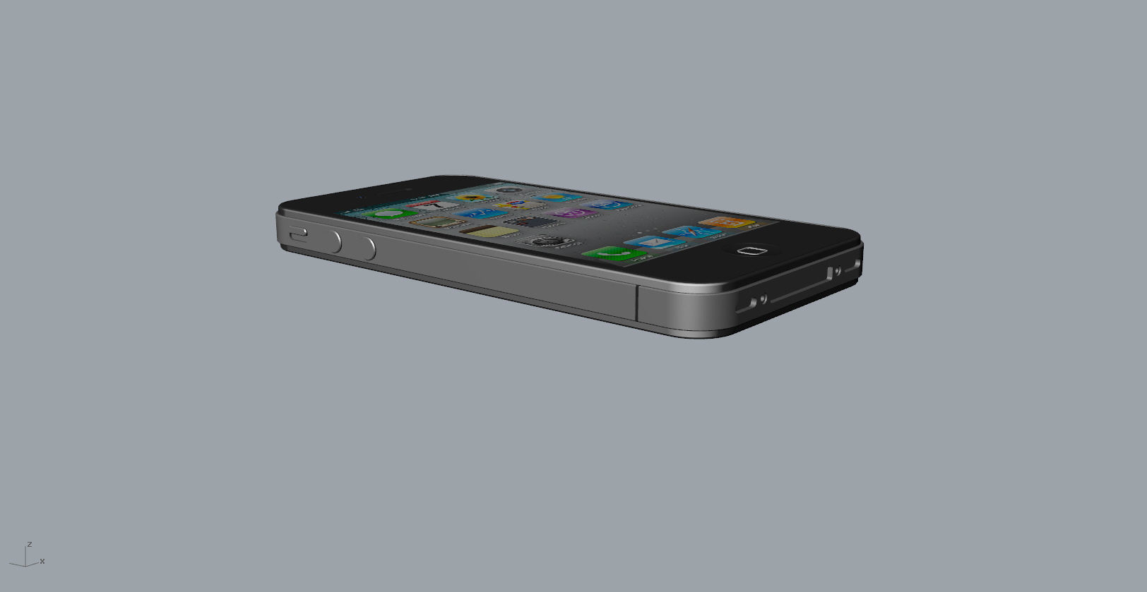 Realistic iphone 4 silver phone 3D print model_30