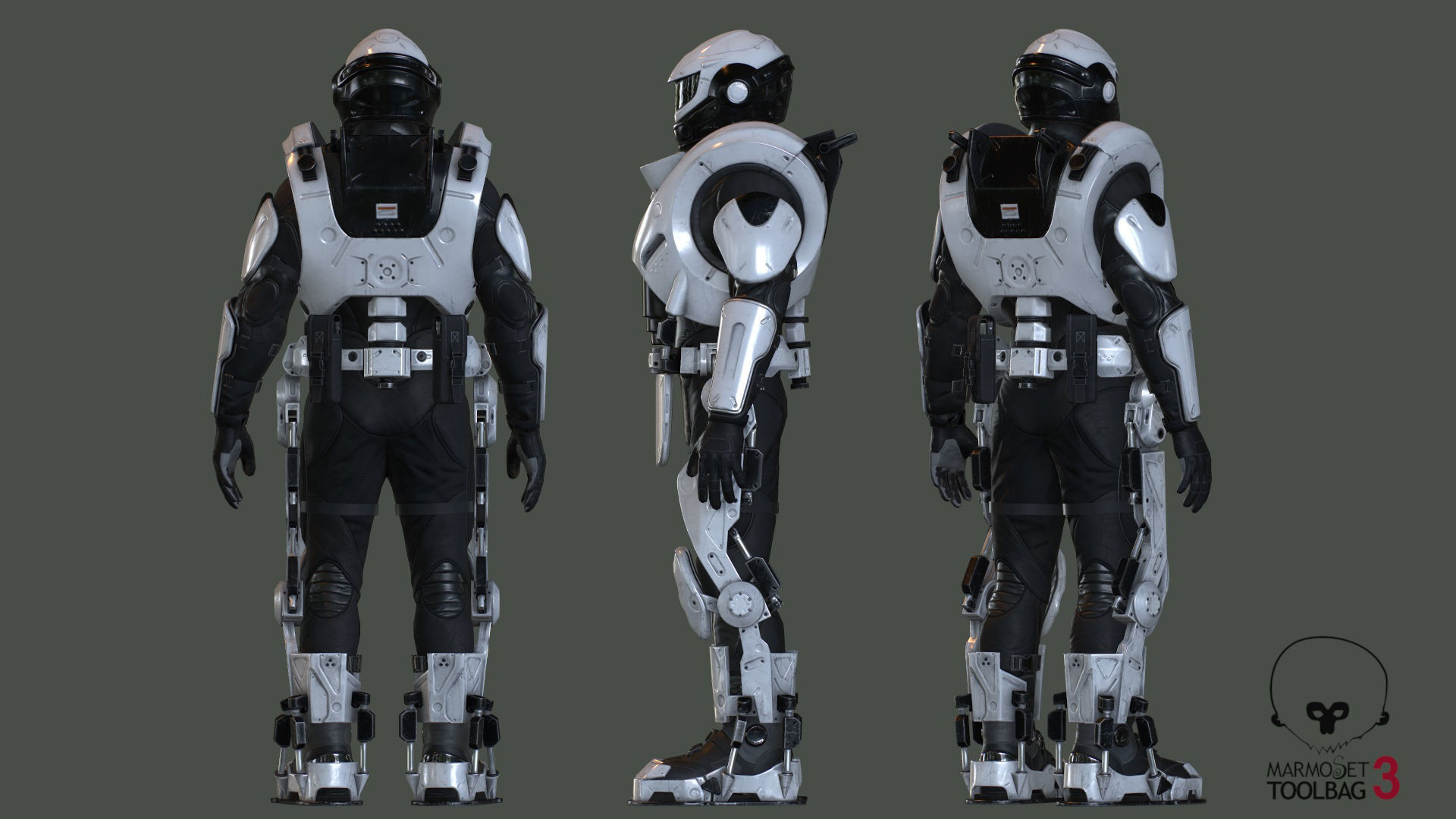 Military Exoskeleton R-20 Low-poly 3D model_7