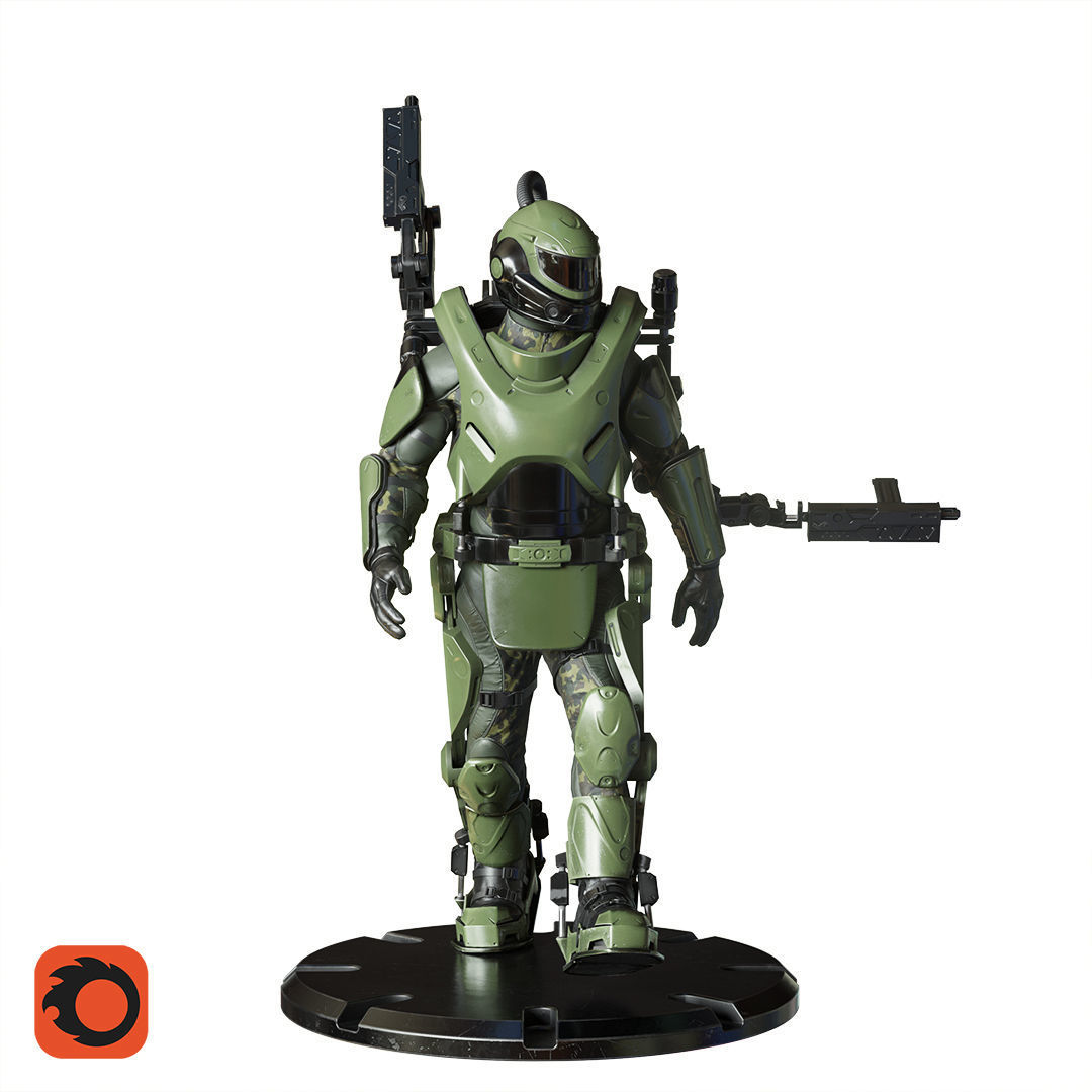 Military Exoskeleton R-20 Low-poly 3D model_29