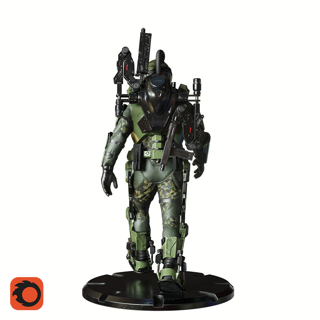 Military Exoskeleton R-20 Low-poly 3D model_27