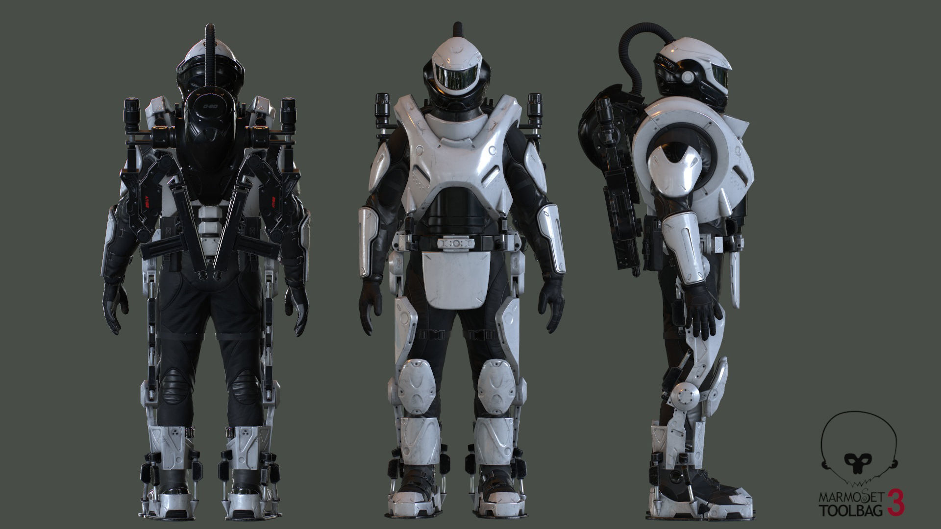 Military Exoskeleton R-20 Low-poly 3D model_5